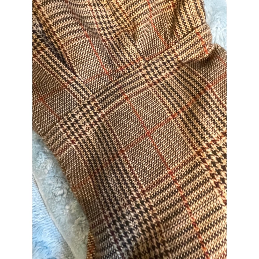 Brown Plaid Over The Knee Boots Women's Size 10 Stiletto Heel Lace Up Detail - Picture 4 of 7